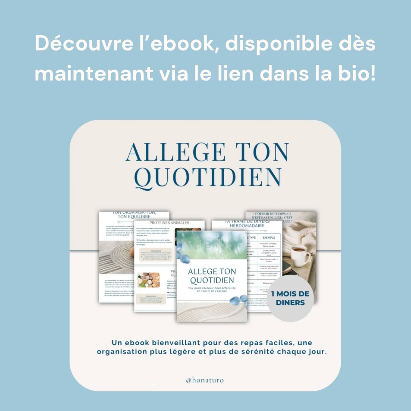 E-Book Allège ton quotidien et prends soin de toi chaque jour par le cabinet naturopathe HONATURO